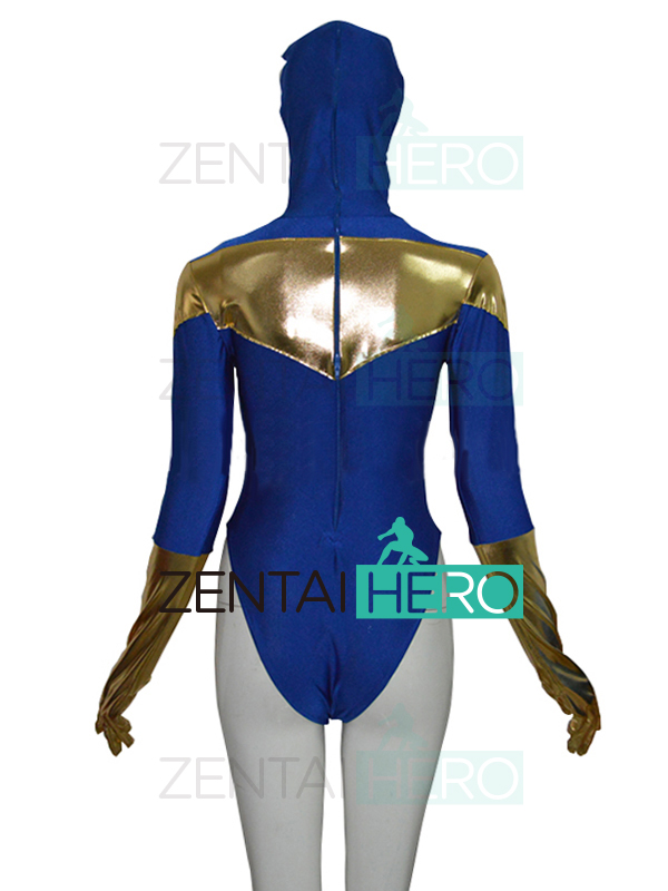 Blue And Gold Zentai Booster Gold Superhero Costume